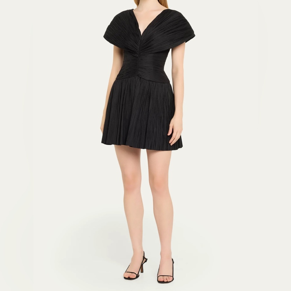 NWT SIMKHAI Avarie plissé cocktail dress, black, size 10